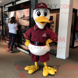 Maroon Goose maskot kostume...