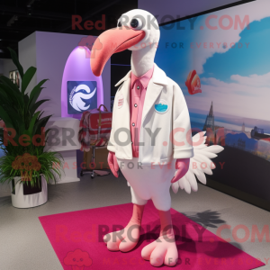 Hvit Flamingo maskot drakt...