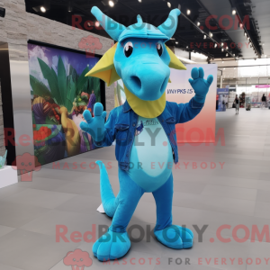 Cyan Parasaurolophus maskot...