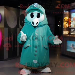 Teal Ghost mascot costume...
