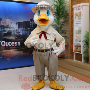 Beige Geese mascot costume...