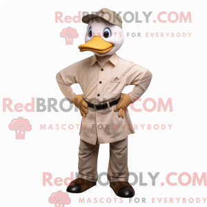 Beige Geese mascot costume...