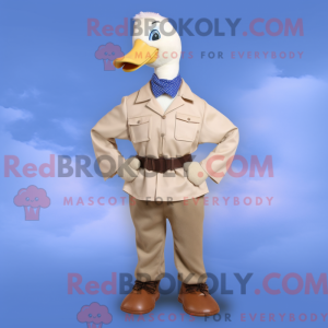 Beige gås maskot drakt...