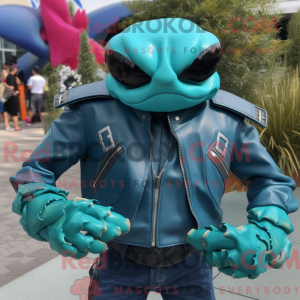 Teal Crab mascot costume...