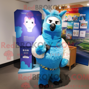 Blå lama maskot kostume...