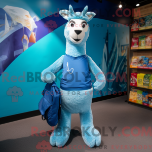 Blå lama maskot kostume...