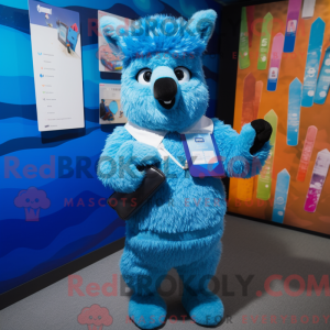 Blue Llama mascot costume...