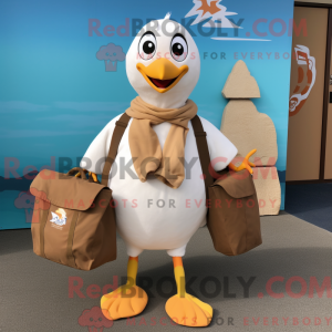 Tan Seagull mascot costume...