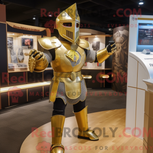 Gold Medieval Knight mascot...