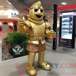 Gold Medieval Knight mascot...
