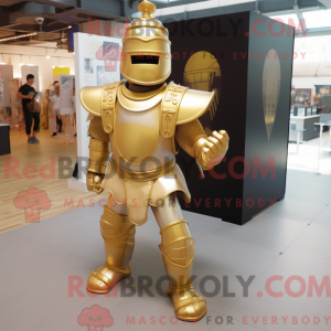 Gold Medieval Knight mascot...