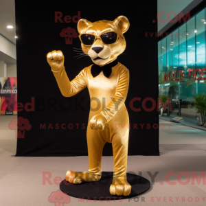 Gold Panther mascot costume...