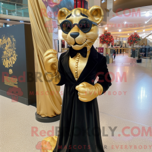 Gold Panther maskot kostume...