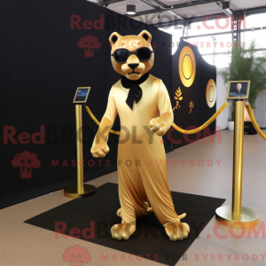 Gold Panther mascot costume...