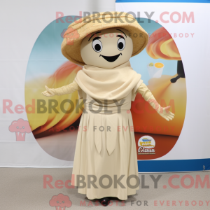 Beige Paella mascot costume...