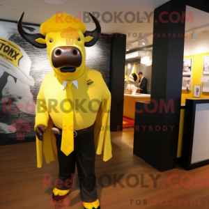 Gul Buffalo maskot kostume...