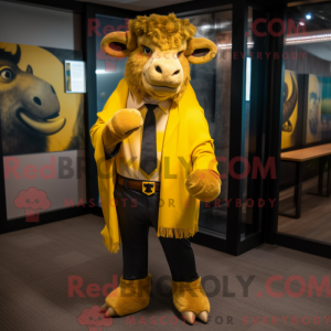 Gul Buffalo maskot kostume...