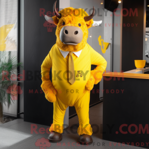 Gul Buffalo maskot kostume...
