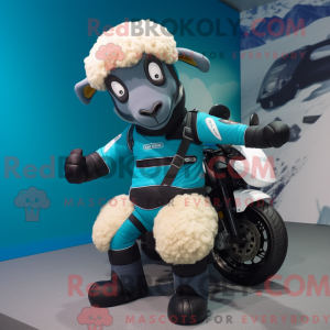 Cyan Suffolk Sheep mascot...