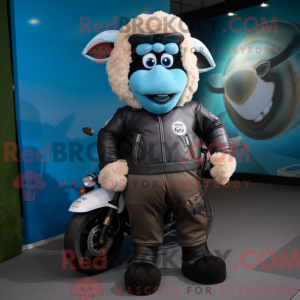 Cyan Suffolk Sheep maskot...