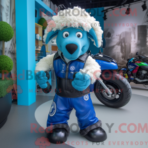 Cyan Suffolk Sheep maskot...
