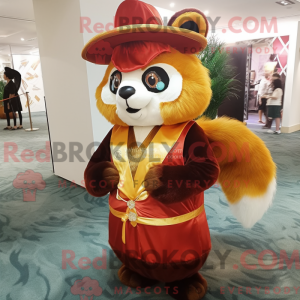 Gold Red Panda mascot...