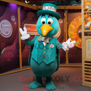 Teal Paella mascot costume...