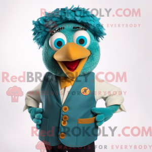 Teal Paella mascot costume...