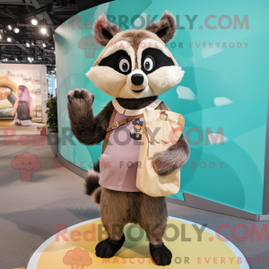 Tan Raccoon maskot kostume...