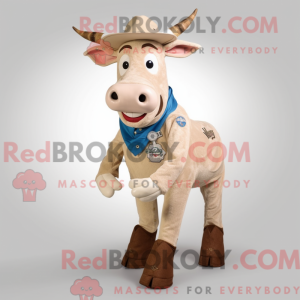 Tan Zebu mascot costume...