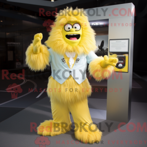 Yellow Yeti mascot costume...