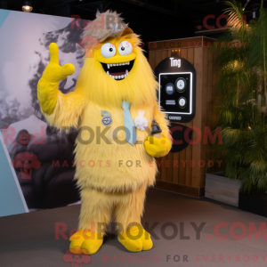 Yellow Yeti mascot costume...