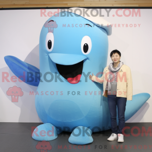 Beige Blue Whale mascot...