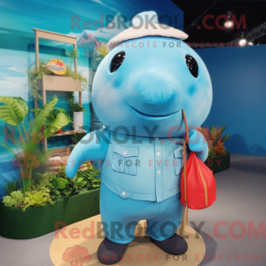 Sky Blue Narwhal maskot...