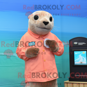 Peach Sea Lion mascot...