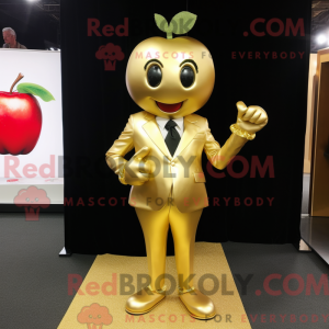 Gold Apple mascot costume...