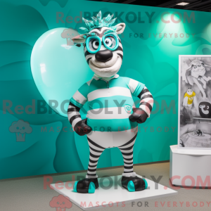 Turkis Zebra maskot kostume...