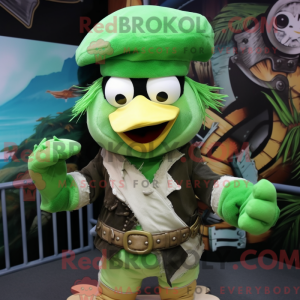 Green Pirate mascot costume...