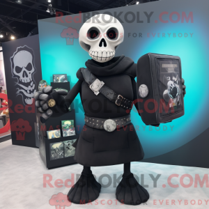 Black Skull mascot costume...