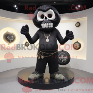 Black Skull mascot costume...