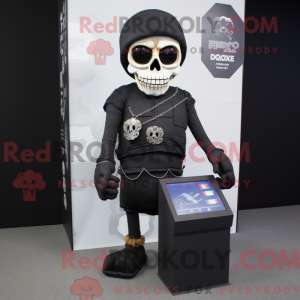 Black Skull mascot costume...