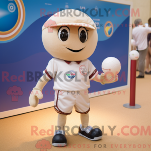 Cream Petanque Ball mascot...