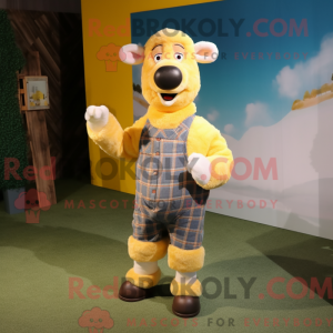 Yellow Sheep mascot costume...