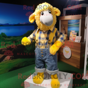Geel schaap mascottekostuum...