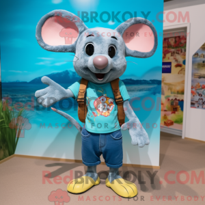 Cyan Mouse maskotdraktfigur...