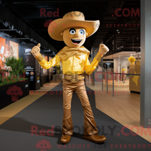 Gold Cowboy mascot costume...