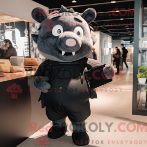 Black Pig mascot costume...