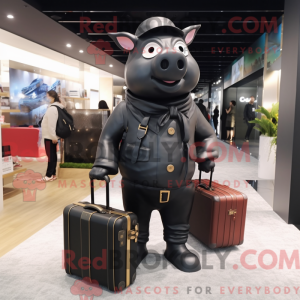 Sort gris maskot kostume...