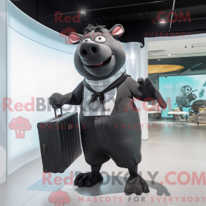 Sort gris maskot kostume...