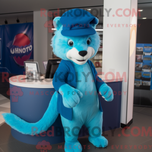 Blå Weasel maskot drakt...